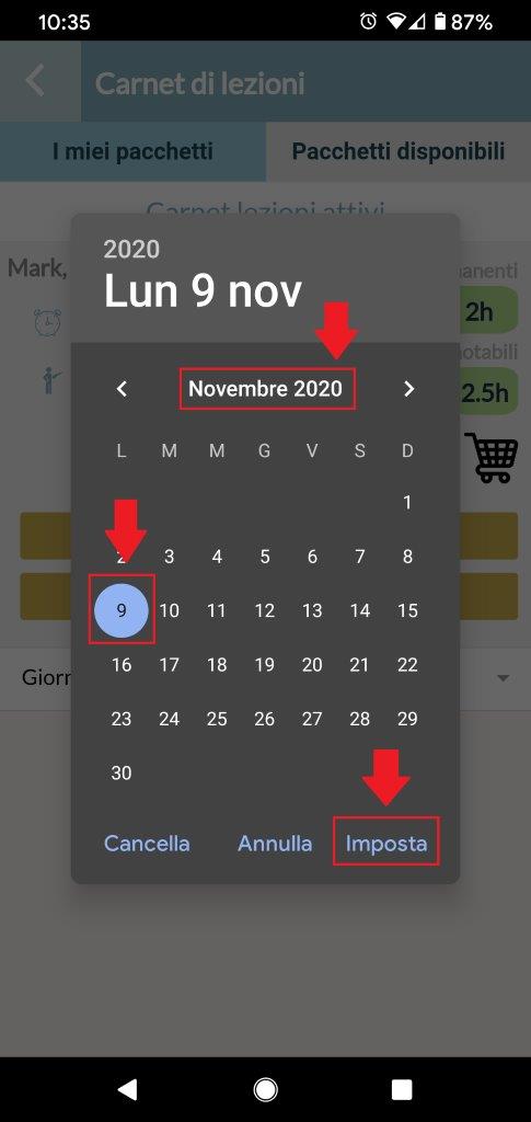 Calendario per prenotazione lezioni a Interlingua Formazione.