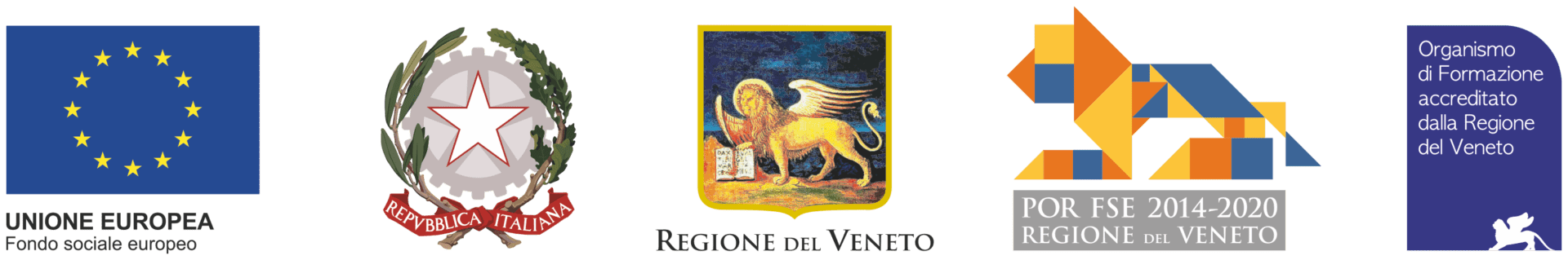 Loghi di contributi e accreditamenti del FSE in Veneto