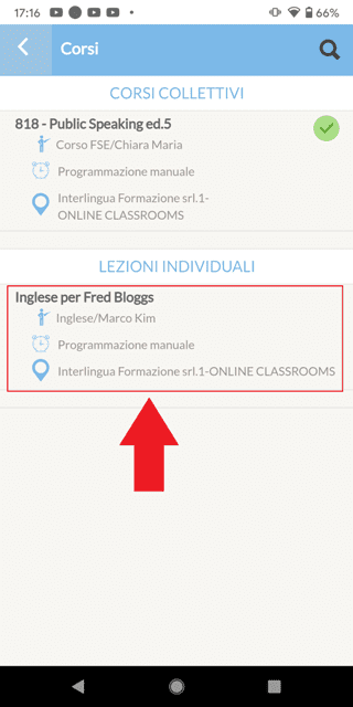 Corso Self Booking