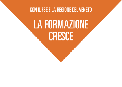 Slogan 'La Formazione Cresce' sullo sfondo colorato.